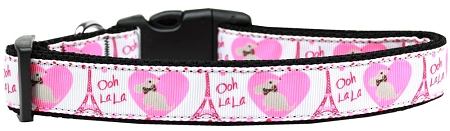 Oh La La Paris Nylon Dog Collar XS